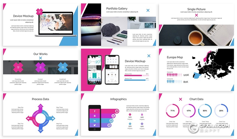 30页3种配色简约商务通用PPT模板 - 顶尖PPT