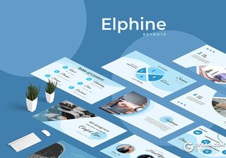 30页蓝色创意圆形弧形组合商务多用途keynote模板 - 顶尖PPT