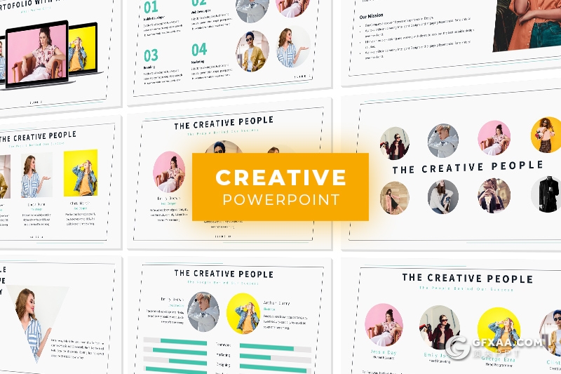 33页简约线框风格时尚模特人物介绍ppt模板 5种配色 - 顶尖PPT