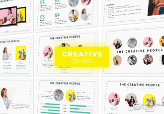 33页简约线框风格时尚模特人物介绍Google slides模板 5种配色 - 顶尖PPT