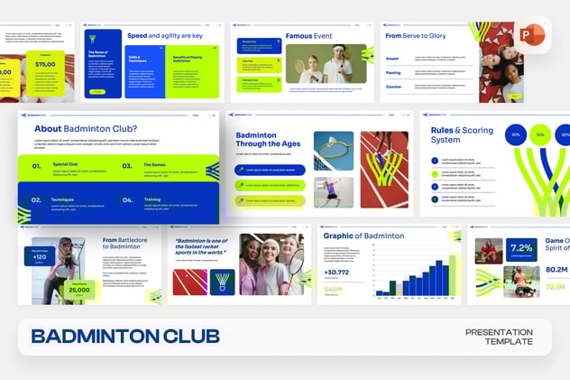 羽毛球俱乐部运动推广PPT模板 - 顶尖PPT