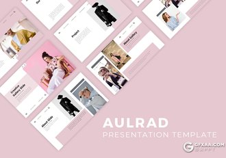 50页国外简约文艺风格模特写真展示PPT模板 - 顶尖PPT