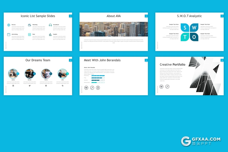 32页国外商务工作汇报总结PPT模板 5种配色方案 - 顶尖PPT