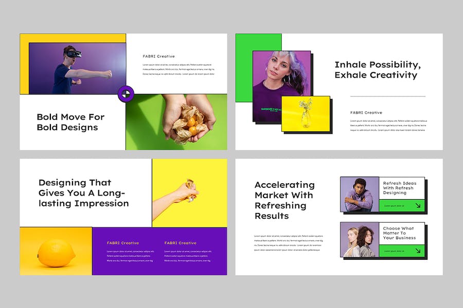 黄色多彩创意视觉设计提案Keynote模板 - 顶尖PPT