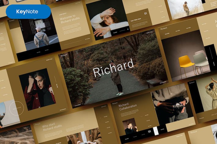 复古风格美女摄影写真图片展示keynote模板 - 顶尖PPT