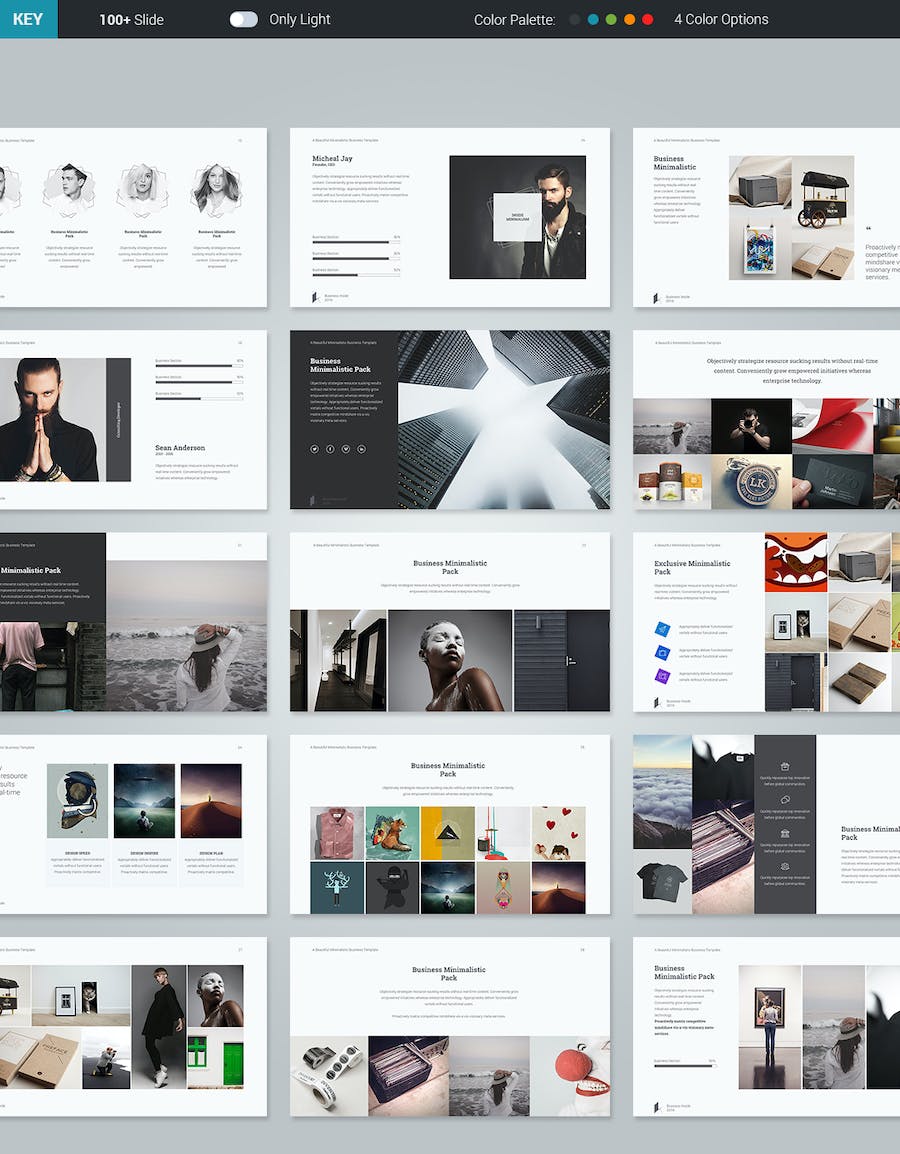 极简风格创意公司作品案例展示商务合作keynote模板 - 顶尖PPT