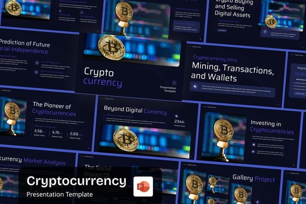 科技风加密货币比特币PPT模板 - 顶尖PPT