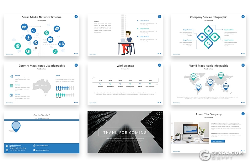 32页国外商务年终工作汇报Google slides模板 16:9 4:3两种尺寸5种主题配色 - 顶尖PPT