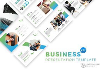 61页蓝绿渐变配色欧美商务多用途keynote模板 - 顶尖PPT