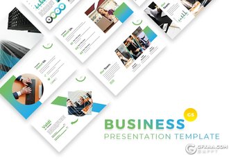 61页蓝绿渐变配色欧美商务多用途Google slides模板 - 顶尖PPT