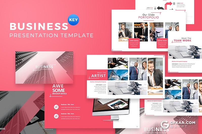 60页粉色欧美商务企业团队介绍工作总结汇报keynote模板 - 顶尖PPT