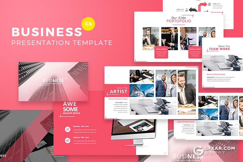 60页粉色欧美商务企业团队介绍工作总结汇报Google slides模板 - 顶尖PPT