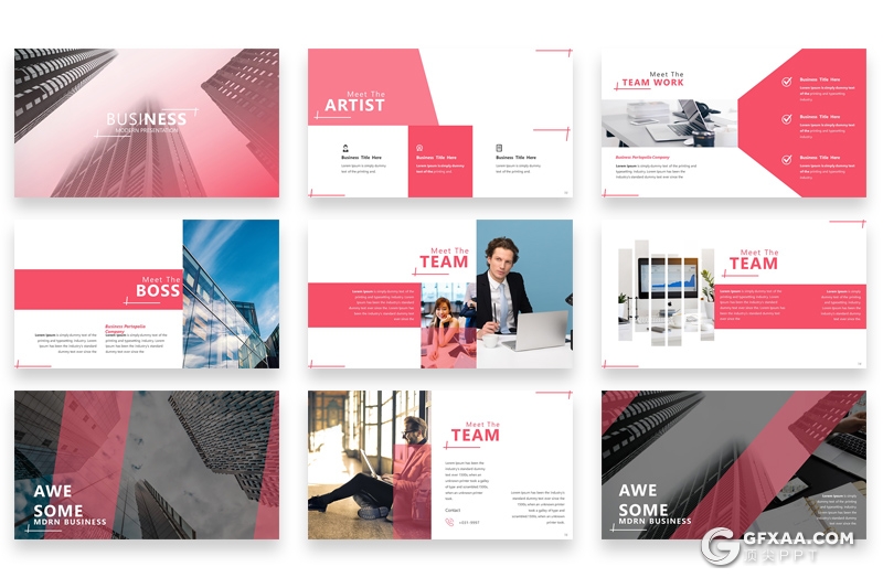 60页粉色欧美商务企业团队介绍工作总结汇报keynote模板 - 顶尖PPT