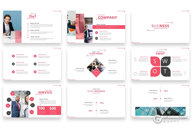 60页粉色欧美商务企业团队介绍工作总结汇报keynote模板 - 顶尖PPT