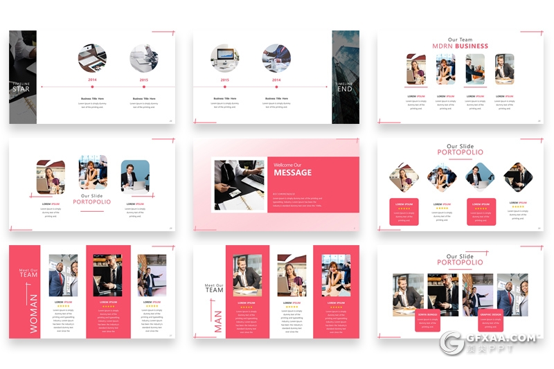 60页粉色欧美商务企业团队介绍工作总结汇报keynote模板 - 顶尖PPT