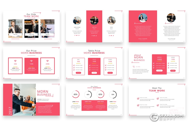 60页粉色欧美商务企业团队介绍工作总结汇报keynote模板 - 顶尖PPT