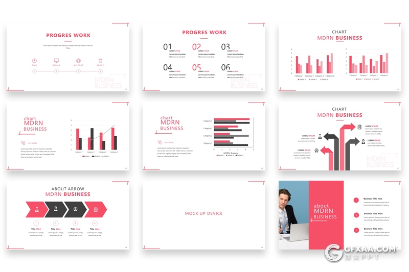 60页粉色欧美商务企业团队介绍工作总结汇报keynote模板 - 顶尖PPT