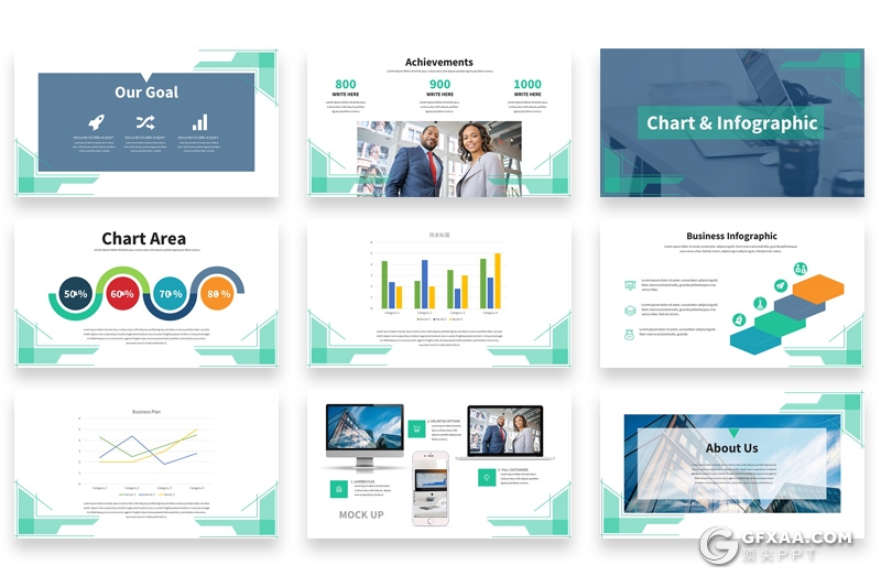 50页绿色商务风格企业团队介绍PPT模板 - 顶尖PPT