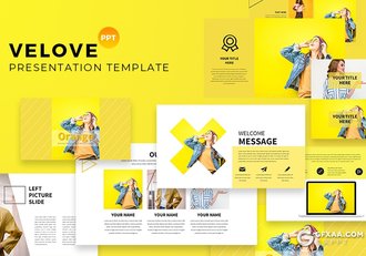 50页流行时尚风格服装展示模特写真PPT模板 - 顶尖PPT