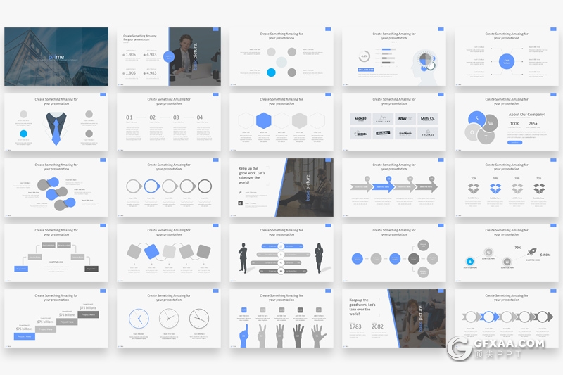 146页扁平化国外商务通用ppt模板商务图形工作汇报ppt模板 - 顶尖PPT