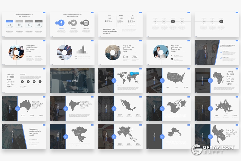 146页扁平化国外商务通用ppt模板商务图形工作汇报ppt模板 - 顶尖PPT
