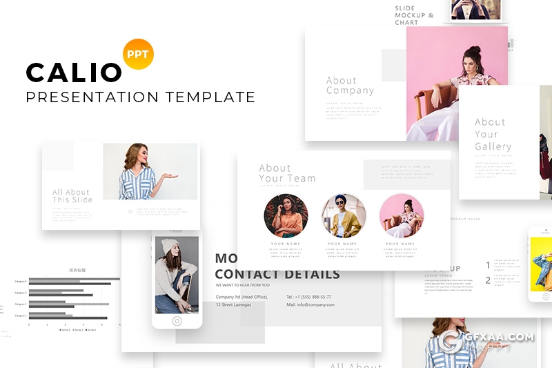 35页简约文艺时尚模特写真图片展示PPT模板 - 顶尖PPT