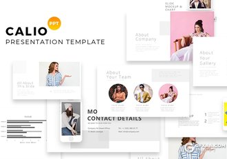 35页简约文艺时尚模特写真图片展示PPT模板 - 顶尖PPT