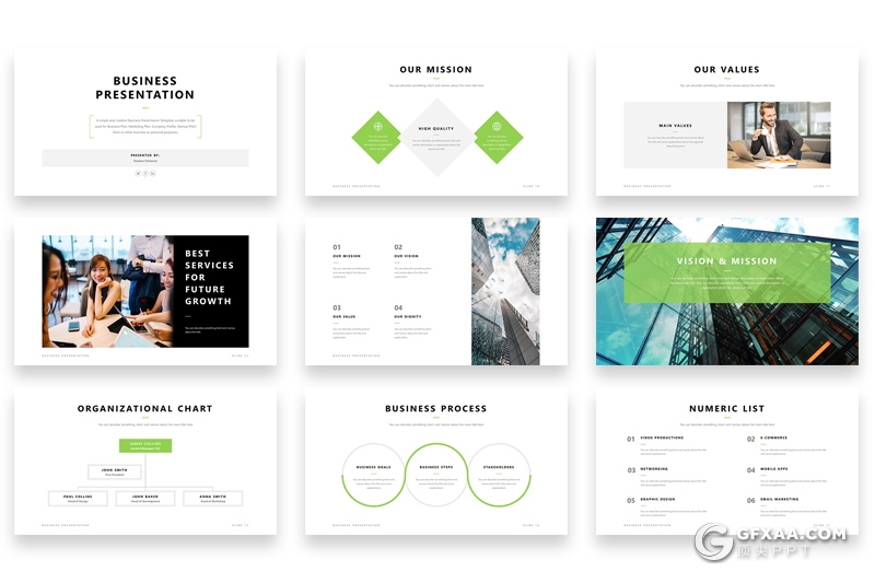 60页5种配色扁平化简约商务多用途PPT模板 - 顶尖PPT