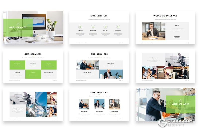 60页5种配色扁平化简约商务多用途PPT模板 - 顶尖PPT