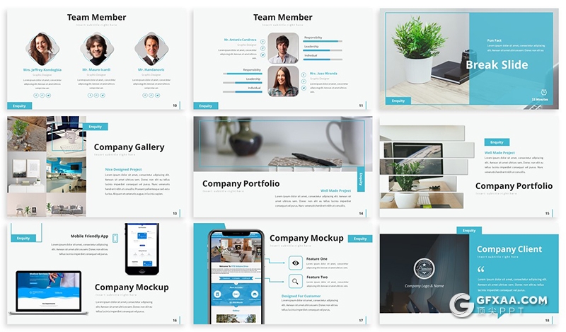 30页3种配色扁平化商务风格企业介绍工作汇报ppt模板 - 顶尖PPT