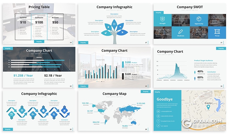 30页3种配色扁平化商务风格企业介绍工作汇报ppt模板 - 顶尖PPT