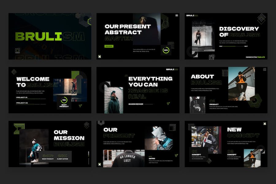 铜版主义抽象活力风PPT模板 - 顶尖PPT