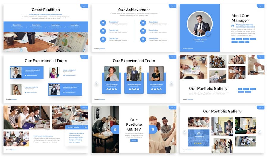 欧美商务企业团队介绍PPT模板 - 顶尖PPT