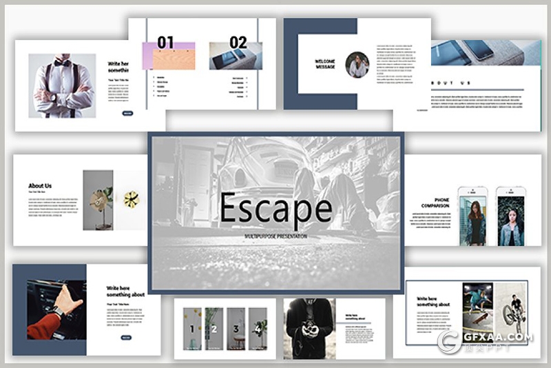 99页国外极简风格商务多用途PPT模板 - 顶尖PPT