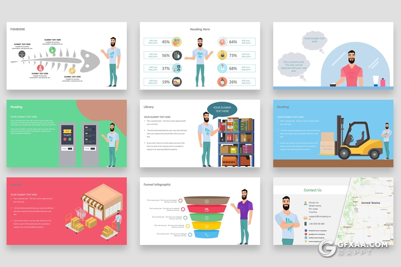 113页商务卡通人物图形国旗icon图标创意图形PPT模板 - 顶尖PPT