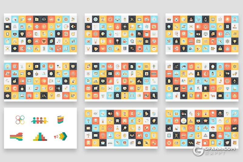 113页商务卡通人物图形国旗icon图标创意图形PPT模板 - 顶尖PPT