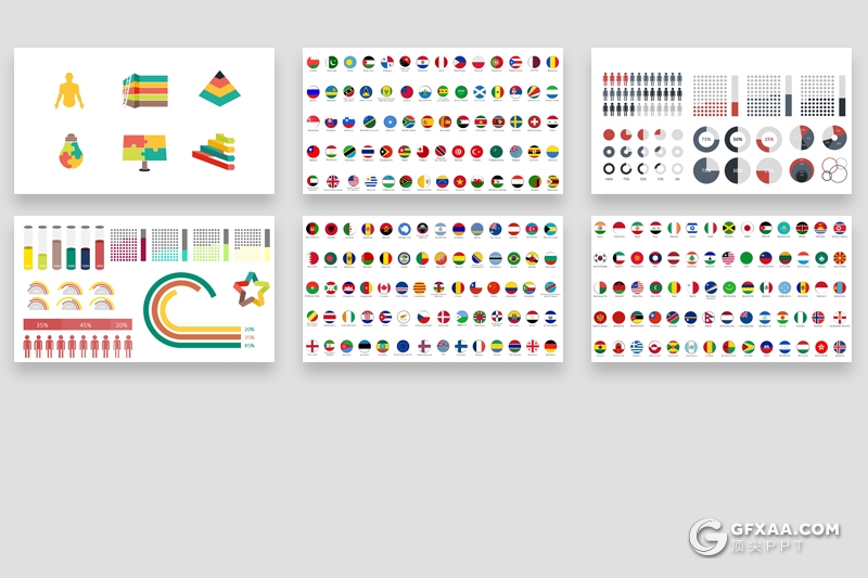 113页商务卡通人物图形国旗icon图标创意图形PPT模板 - 顶尖PPT