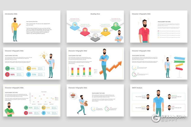 113页商务卡通人物图形国旗icon图标创意图形PPT模板 - 顶尖PPT