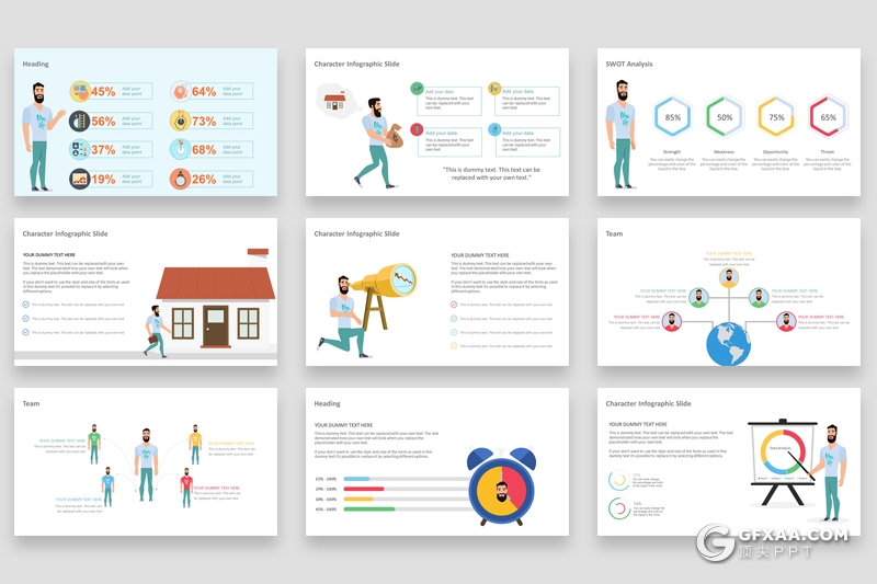113页商务卡通人物图形国旗icon图标创意图形PPT模板 - 顶尖PPT
