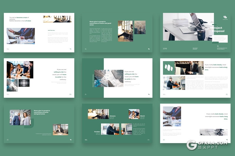 50页扁平化简约欧美商务多用途keynote模板 - 顶尖PPT