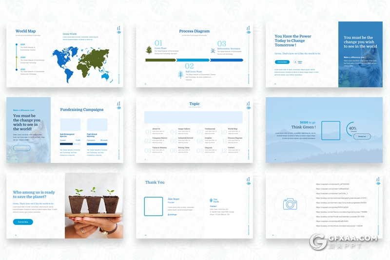 33页ECO节能环保生态环境保护PPT模板 8种主题配色 - 顶尖PPT