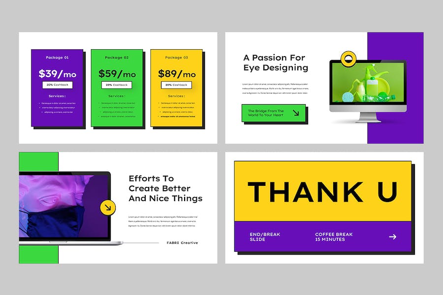 黄色多彩创意视觉设计提案Keynote模板 - 顶尖PPT