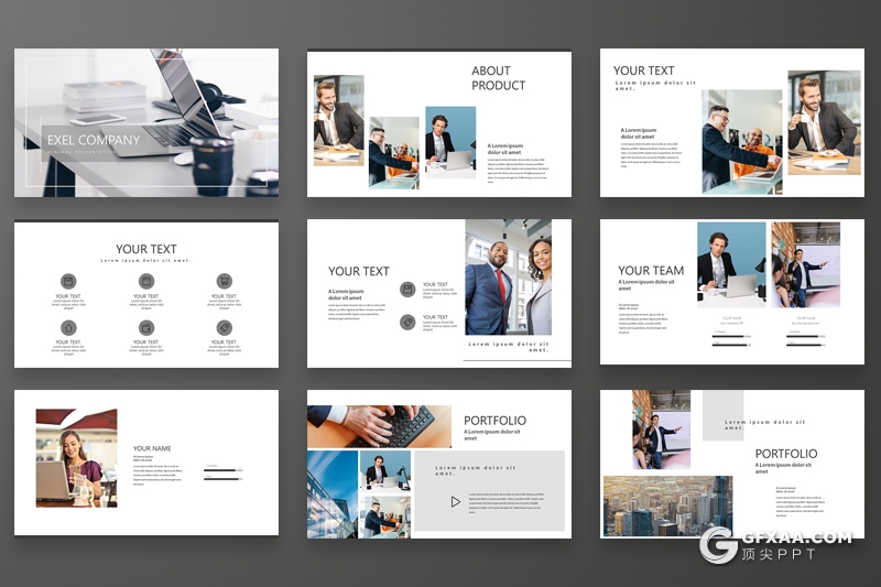 35页黑白扁平化简约商务风格多用途PPT模板 - 顶尖PPT