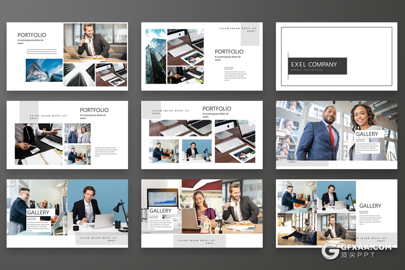 35页黑白扁平化简约商务风格多用途PPT模板 - 顶尖PPT