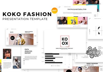 60页简约时尚流行风格模特服装展示PPT模板 - 顶尖PPT