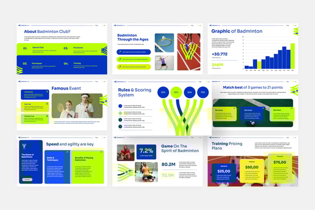 羽毛球俱乐部运动推广PPT模板 - 顶尖PPT