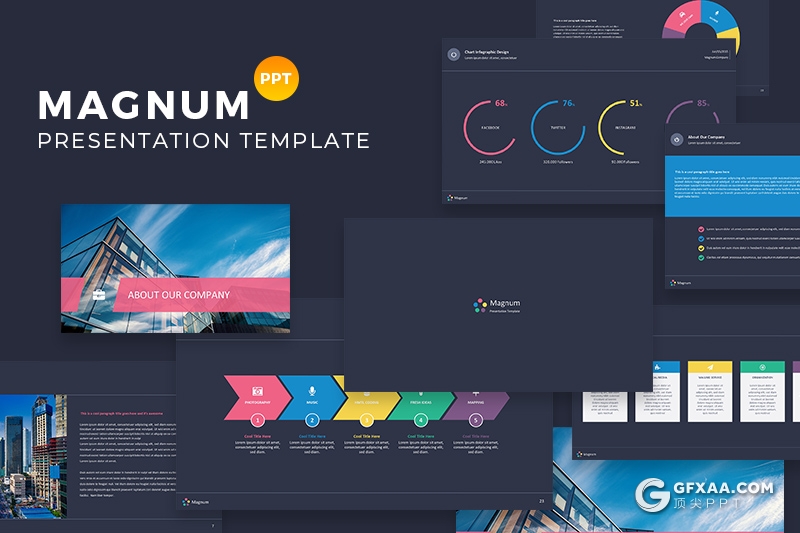 43页多色搭配商务工作计划汇报PPT模板 黑白两种底色 - 顶尖PPT