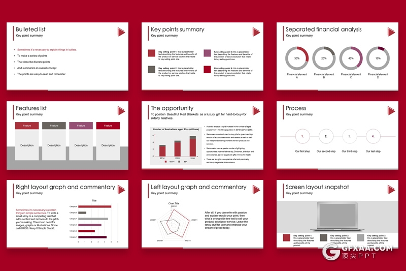 35页扁平化图文信息展示类PPT模板 - 顶尖PPT