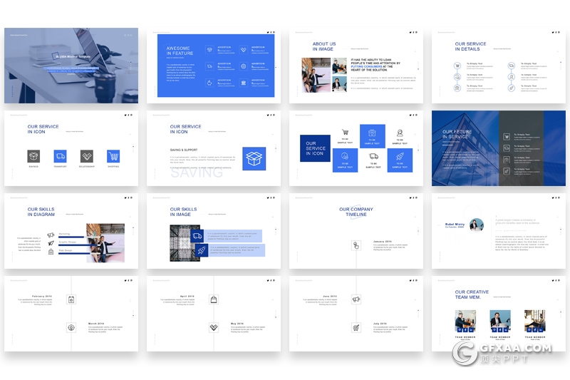 64页国外商务风格企业团队介绍工作汇报PPT模板 附赠33页icon图标ppt素材 - 顶尖PPT