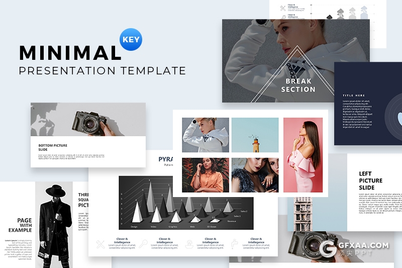 85页简约时尚风格模特写真服装图片展示keynote模板 - 顶尖PPT